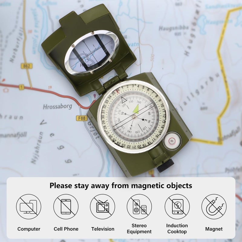 INMAKER Compass, Compass Hiking with Survival Whistle, Luminous Compass Gift for Kids, Apply to Outdoor Survival, Camping and Navigation - Image 5